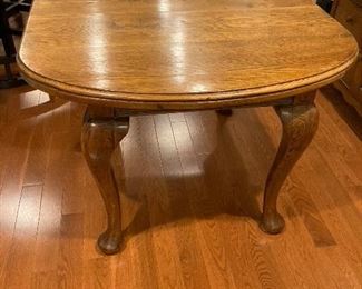 Oak table 39” x 39” with glass top