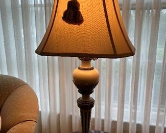 Pair of matching brass & ceramic lamps