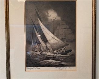 “Flying Dutchman” etching by Joe Knowles