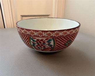Decorative red porcelain bowl