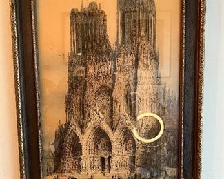 Cathedral Notre-Dame de Reims, France etching