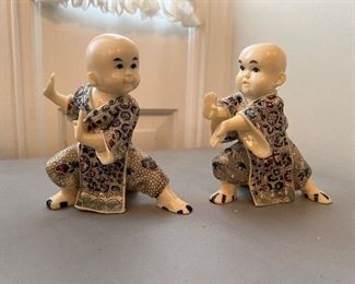 Vintage resin Shaolin monk figurines