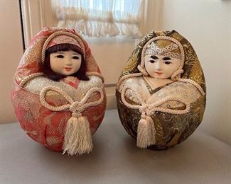 2 Oriental fabric figurines