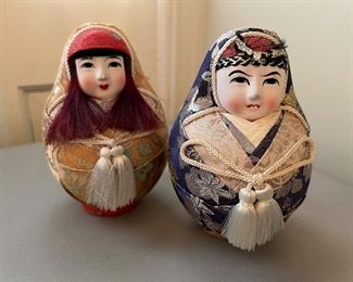 2 Oriental fabric figurines
