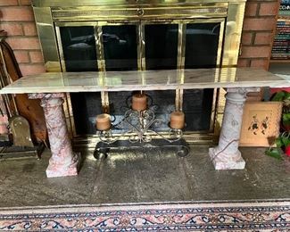 Marble pillars with bench top