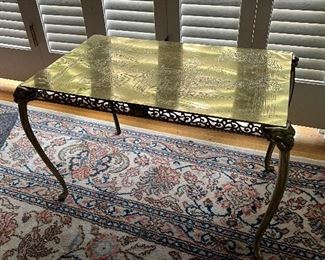 Rectangular Brass Low Table with Bamboo Forrest Motif

