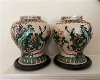 2 Antique Oriental lidless pots