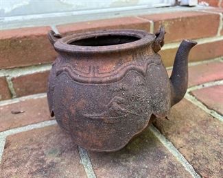 Antique oriental metal tea pot