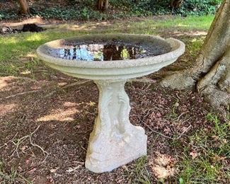 Ornate cement bird bath