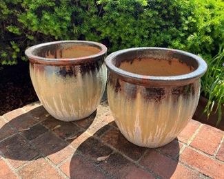 Semi-glazed matching clay pots