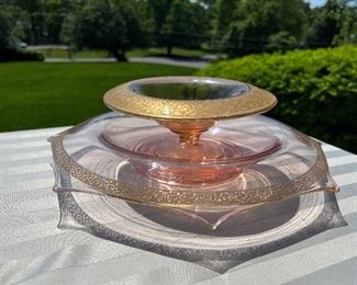 Pink decorative urn & bowl
