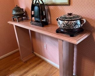 Pink Marble Slender Side Table