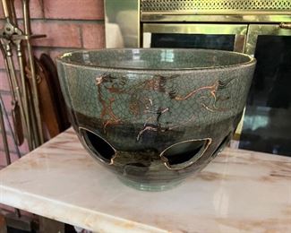 Large glazed Japanese ceramic bowl (comes with cups, saucers and plates not pictured)