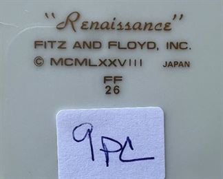 Fitz & Floyd "Renaissance" China set (9 pc)