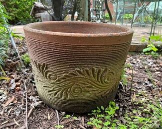 Outdoor detailed terracotta pot