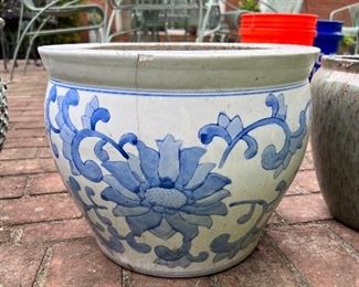 Outdoor ceramic glazed floral pot