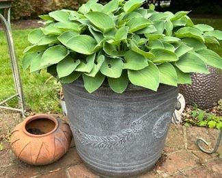 Clay and stone planting pots