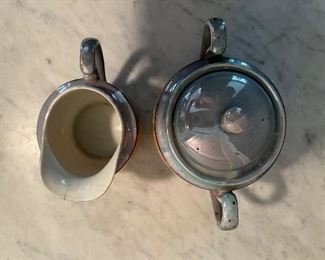 Chikaramachi floral porcelain creamer sugar bowl set made in Japan (3pc)