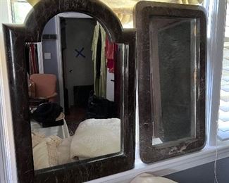2 marble framed mirrors