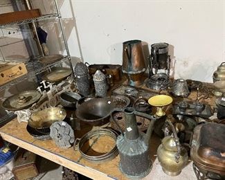 Massive amounts of brass, iron and silver plate accessories

