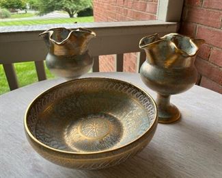 Stangl bowl with matching chalices (3pc)