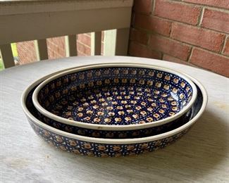 Boleslawiec handmade in Poland pottery casserole dishes