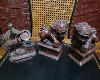 Foo Dog Bookends, Black Forest Germany Inkwell