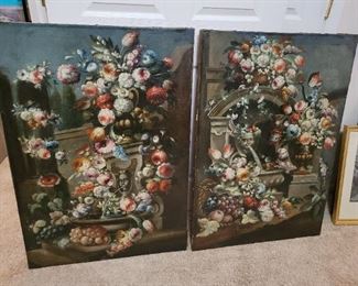 Still life florals and fountains oil on canvas art