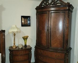 Havertys Foxcroft Bedroom Furniture Armoire Chest, 2 Nightstands