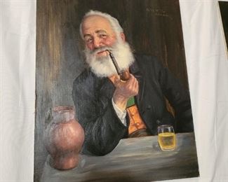 German painter oil on board Fritz Muller signed art