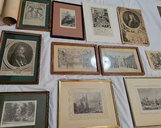 Framed engravings 