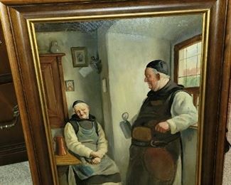 Oil Munk painting by Fritz Muller