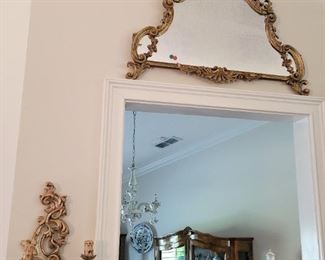 Antique French Gilt Over Door Mirror - Pair