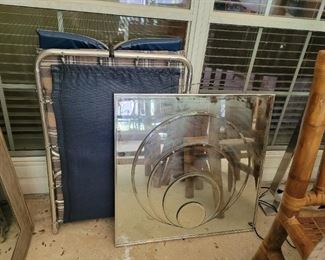 Camping bed cot, heavy contemporary wall mirror
