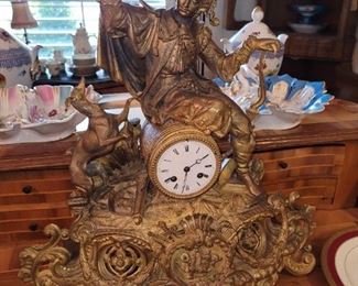 PH.Mourey Antique French Gilt Mantle Clock