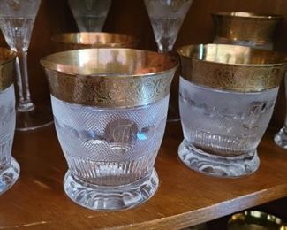 Moser Splendid Crystal Goblets Gold Rim (F Mono on most)
