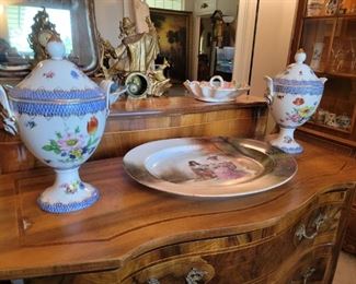 Pair Porcelain lidded Urns 