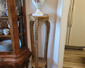Furstenberg Lidded Urn, Antique Gilt French Planter Stand 