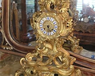 Antique French Dore Bronze Clock
