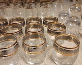 Bohemia Glan Moravske Sklarny Kvetna Glasses and Goblets with boxes