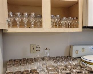 Bohemia Glan Moravske Sklarny Kvetna Glasses and Goblets with boxes