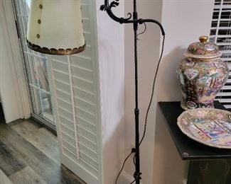 Antique French Cast Iron Floor Lamp w/ Gilt