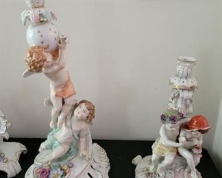 Dresden and von Schierholz Porcelain Candlesticks