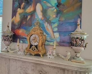 Sorau Carstens Germany Porcelain Candlesticks, Kaiser Germany Candlesticks, Capodimonte Lidded Urns