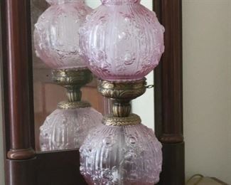 Fenton Gone with the Wind Lamp Lavendar Rose