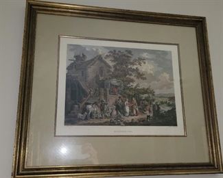 Engraving by Dequevauviller "Guinguette"