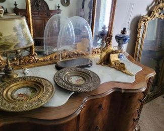 P.H. Mourey Antique Clock Glass Dome 