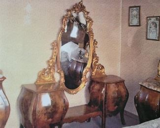 We have Two different - Antique Italian Louis XV Style Burl and Gilt Vanity Dressing Table