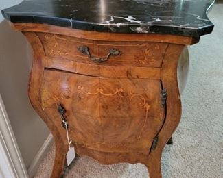 Pair Antique Italian Marble Top Sm Commodes