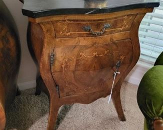 Pair Antique Italian Marble Top Sm Commodes